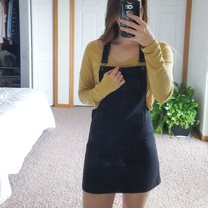 Black denim overall dress